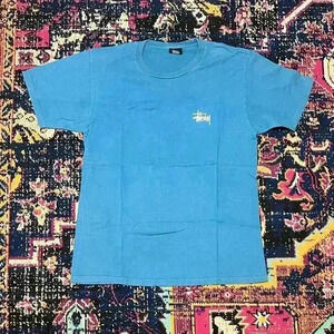 Stussy Basic LS Logo Tee Mens Blue T-Shirt Size Medium
